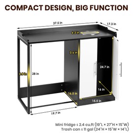 TooCust Coffee Station with Mini Fridge Space, Bar Cabinet with Trash Can Storage, Beverage Station with Flip Lid and Secure Raised Edges, Modern Coffee Bar Cabinet for Home Office Dorm