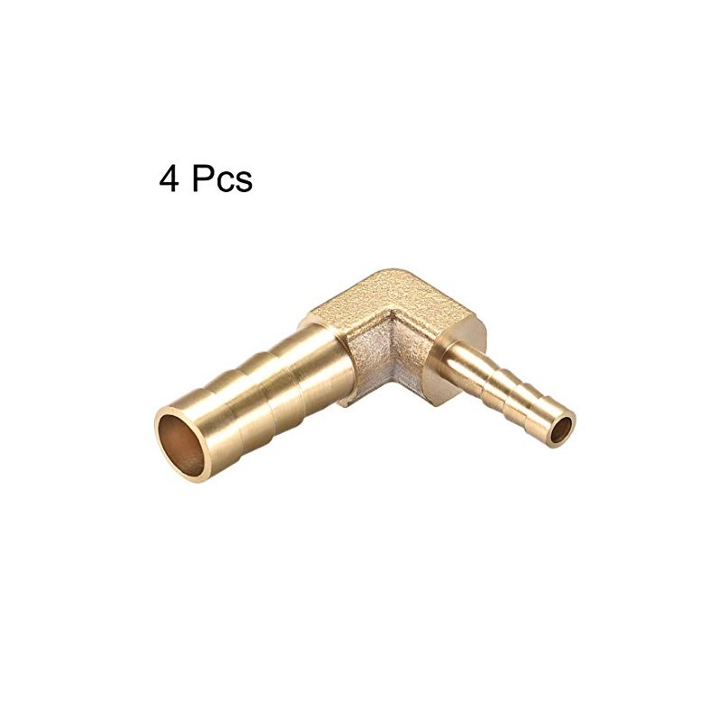 sourcing map 8mm to 4mm Barb Brass Hose Fitting 90