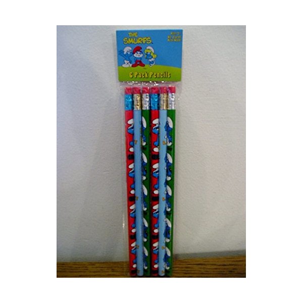 The Smurfs Lazy Grouchy Brainy 6 Pack Wooden Pencils