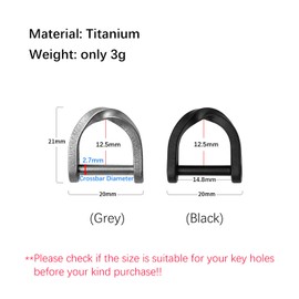 Titanium U Shape D Rings, Screw Shackle Keychain Rings for Car Keys, Horseshoe Keyring (Grey)