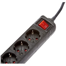 Kopp 120915006 6-way socket strip with illuminated switch standard, black