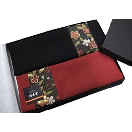 [Packaged] Boxed, Japanese Style Pair Placemat, Gift, Japanese Pattern, Cherry Blossom (Red, Black)
