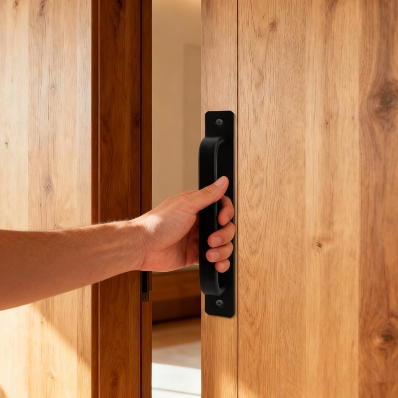 Sliding Barn Door Handles Matte Black, 7''/18 CM Alloy Sliding