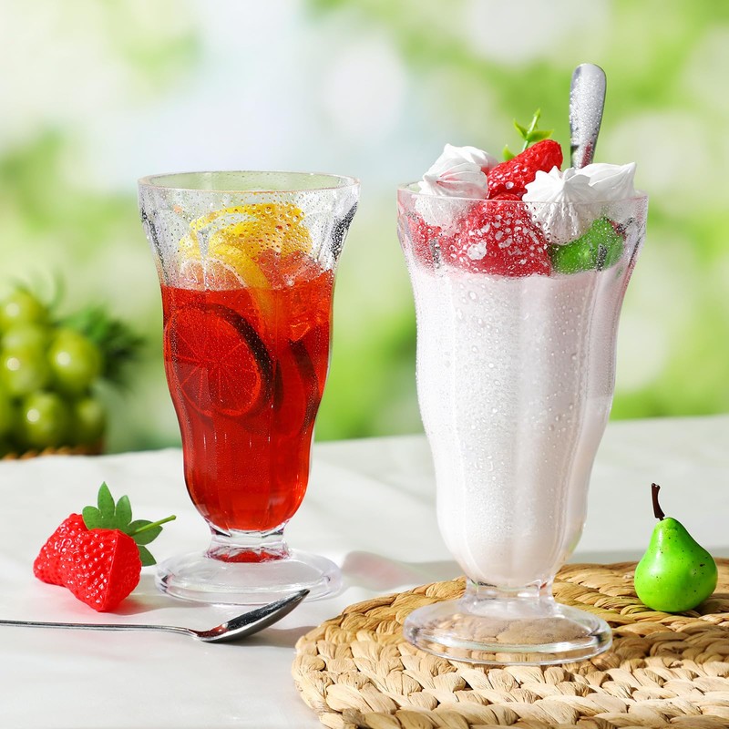 Maxcheck 6 Set Milkshake Glass 17 oz Sundae Glasses with