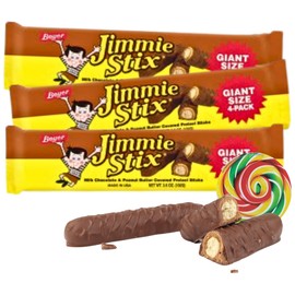Boyer’s Jimmy Stix, Chocolate and Peanut Butter Covered Pretzel Sticks with Swirl Sticker, Sweet and Salty Snacks, 4 per Sleeve, 3.6 Ounces, (Pack of 3)