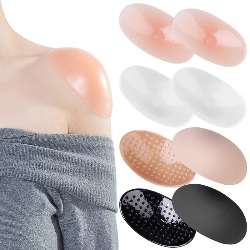 4Pairs Silicone Shoulder Pads Soft Breathable Invisible Removable Prevent Slip