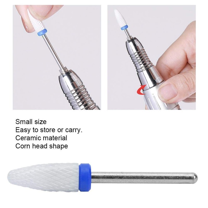 Ceramic Nail Drill Bit Corn-Head-Shape Professional Grinding Head for Nail