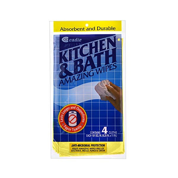Kitchen and Bath Amazing Wipes - Absorbent and Reusable Cloth for Washing, Drying, Wiping in the Bathroom or Cuisine Surfaces | Cleaning Sink, Tiles, Bathtub, Walls, Mirror or Floors | 3-Pack by Cadie