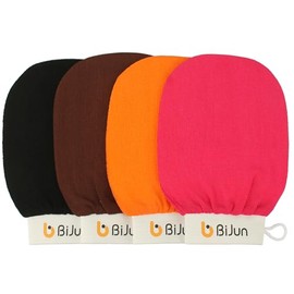BiJun Guantes exfoliantes marroquíes Kessa, guantes exfoliantes premium para baño o ducha, para todos los tipos de piel y mejorar la circulación sanguínea, ducha, spa, eliminador de células muertas (4 unidades)