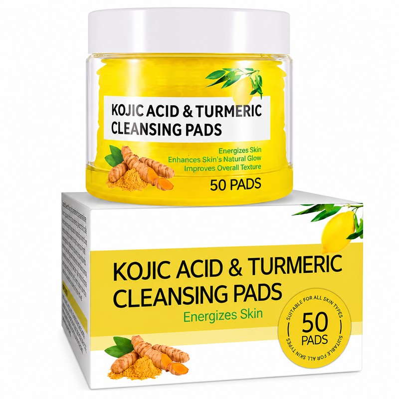 Turmeric Kojic Acid Cleansing Pads for Face – 50 Exfoliating