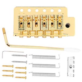 Guitar Tremolo Bridge, Tremolo System with Roller Single Locking Vibrato Bridge Tailpiece for ST Guitar (Gold)