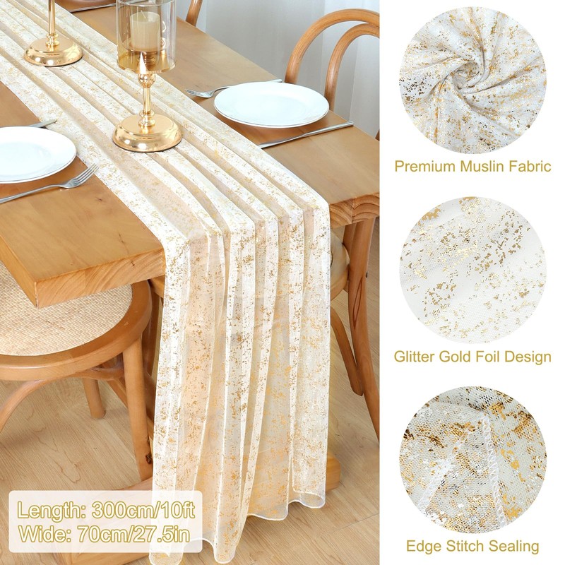 LOMOHOO 2 x Silver Table Runners, 70 x 300 cm