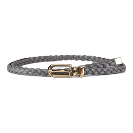COTIM COYIN Women's Skinny Braided Leather Belts Thin Woven Waist Belts for Jeans Pants Dresses, Grey