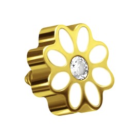 PIERCINGLINE Titanium Screw Attachment with External Thread 0.9 mm Daisy + Crystal Piercing Attachment Replacement Choice of Colours, Titanium