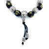 black and silver elastic bracelet bead mala Buddhist meditation letter