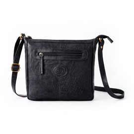 Woodland Leathers 100% Genuine Leather Women's Hobos & Shoulder Bags Designer Retro Vintage Style Slouch Bag And Multi Pocket Handbags For Women Lightweight Cross-body Bags (Black Small)