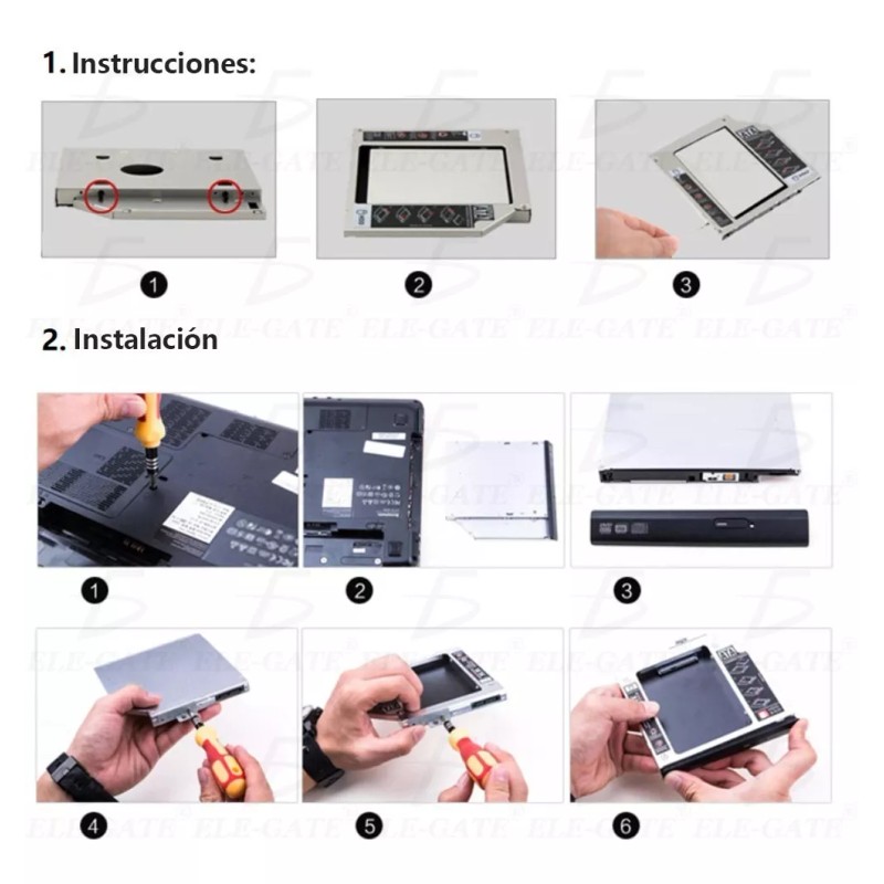 EGTMA Adaptador Laptop Caddy Para Disco Duro Sata 9.5mm Kit