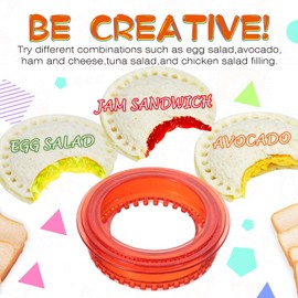 Shylve Sandwich Cutter and Sealer (3) - BPA Free Polypropylene - Round, Square, Triangles - DIY Cookie Cutters for Kids - Dishwasher Safe