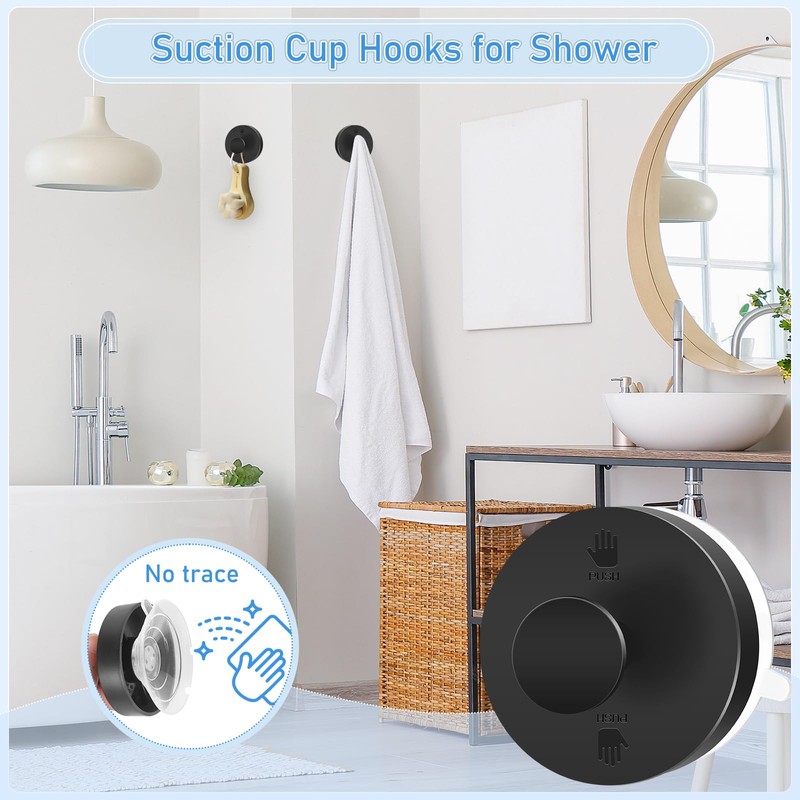 Jadkysarh Suction Cup Hooks for Shower, Heavy Duty Suction Towel