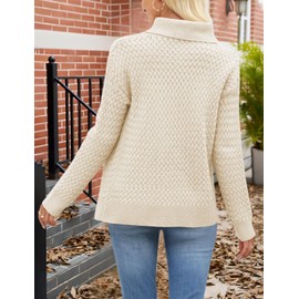 VIMPUNEC Womens Fall Cardigan Sweaters Casual Cable Knit Jackets Long Sleeve Open Front Outwear Coats Apricot L