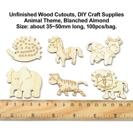 UR Urlifahall 100 Pcs Animal Wood Cutouts Ornaments Unfinished Wood Pieces Blank Wooden Ornaments Paint Slices for DIY Craft Supplies
