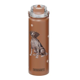 E&S Pets SERENGETI 24 Oz Water Bottle Stainless Steel with Spill Proof Lid - Double walled Vacuum Insulated water flask - Realistic 3D Print of your favorite dog (German Shorthaired)