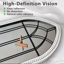 IPOUF Arch Window Mirror,24X46inch Farmhouse Windowpane Wood Framed Rustic Mirror with Metal Inner Frame, Perfect for Entryway & Living Room, White