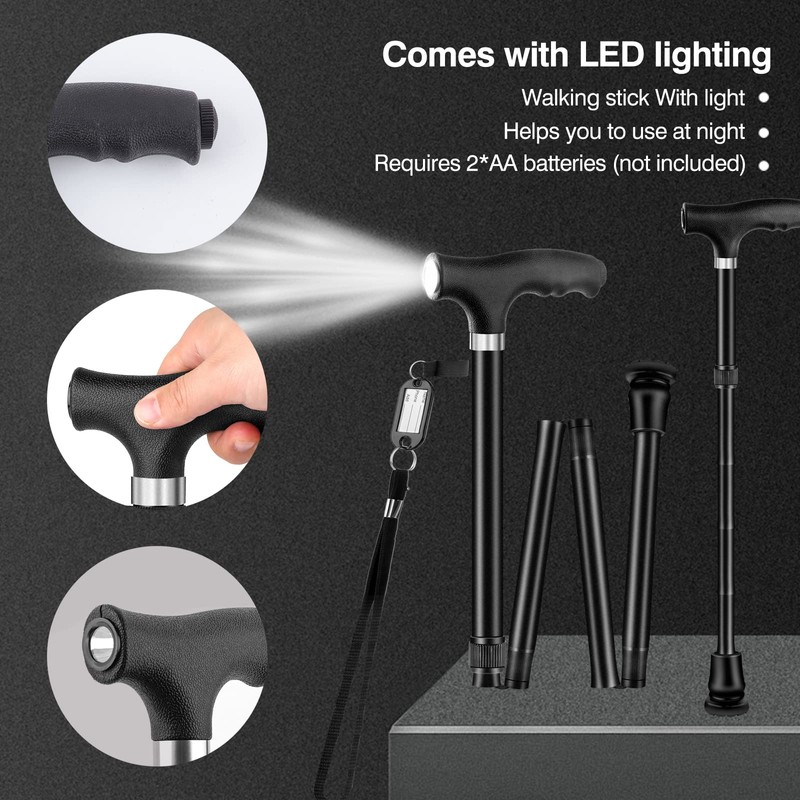 Creechwa Collapsible Walking Sticks, Hiking Aluminum Trekking Poles with Light