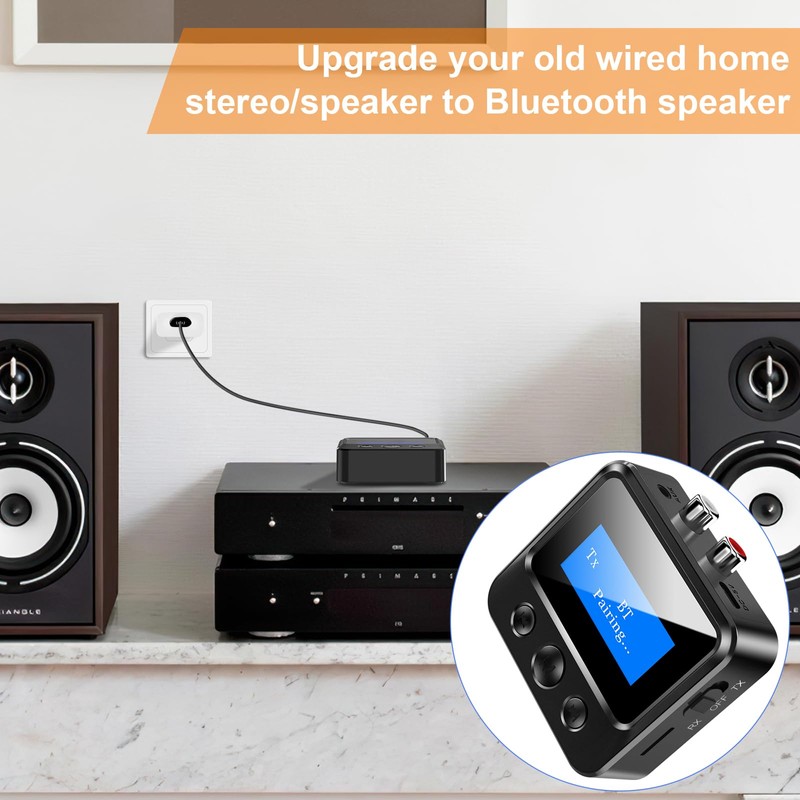 Bluetooth Transmitter Receiver for TV, Audio Adapter for Home Stereo
