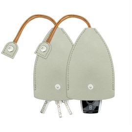 Moioee Car Key Case, 2PCS Creative Pull-Out Key Sleeve Keychain Bags, PU Leather Large-Capacity Protective Key Holder Hook (Green)