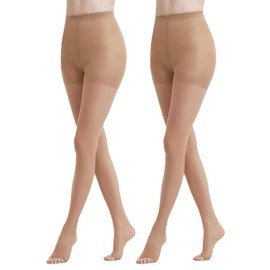 Citystl 2 Pairs Toeless Pantyhose For Women, 20D Sheer Tights Open Toe Stockings with Control Top(Fu-XL)