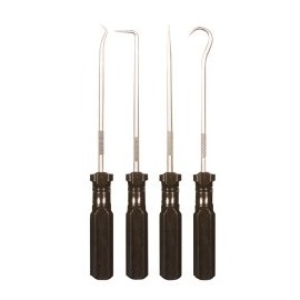 Ullman PSP-4 4-Piece High Carbon Polished Steel Hook and Pick Set with Screwdriver Handle, Black
