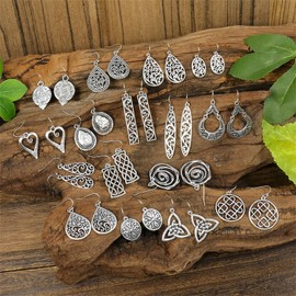 Boho Earrings Silver Earrings Filigree Earrings for Women Handmade Bohemian Trendy Ethnic Vintage Earrings Lightweight Filigree Geometric Teardrop Earrings (Long Rectangle)