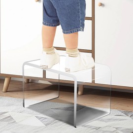 Jusalpha Heavy Duty Acrylic Shower Stool, Clear Acrylic Stands for Display 2/5" Thickness Stand 200 lbs Capacity, Display Riser, Footstool, Shower Stool for Shaving Legs,Riser019 (10 Inch)