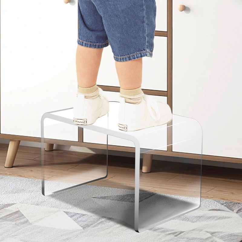 Jusalpha Heavy Duty Acrylic Shower Stool, Clear Acrylic Stands for