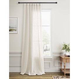 Cream Linen Curtains 84 Inches Long for Living Room Bedroom Neutral Boho Modern Back Tab Hooks Pinch Pleat Privacy Light Filtering Natural Semi Sheer Linen Drapes Window Treatment Ivory 52x84 1 Panel
