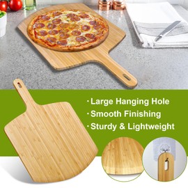 12"Pizza Peel 2packs Pizza Cutting Board Lightweight Pizza Paddle Pizza Spatula for Ooni Pizza Oven Accessory Baking Homemade Cheese Pizza Wooden Bamboo Pizza Turner Pizza Tools