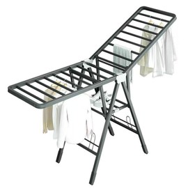 Mimiblack Heavy Duty Clothes Drying Rack Foldable with Wheels, 71'' Extra-Thick Metal Laundry Dryer Stand, 27 Rods Free-Standing for Indoor/Outdoor Windproof Use - Large Size