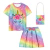 LQSZ Girls Dress Sets Rainbow Unicorn Valentine T-Shirt Tutu Skirt