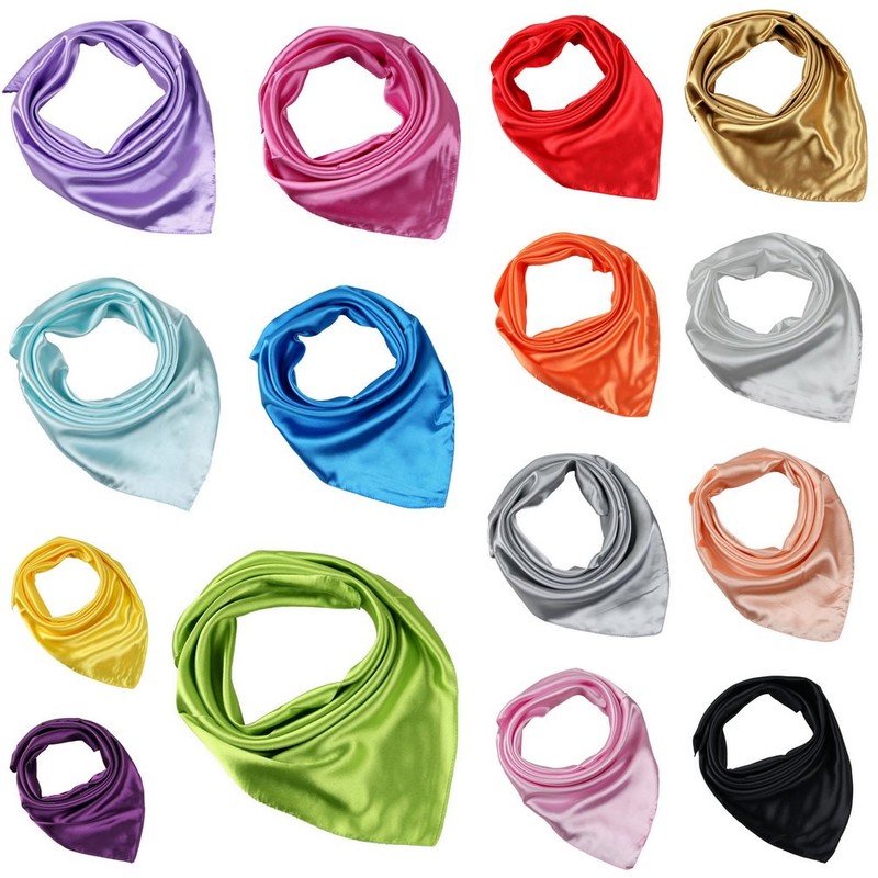 YiyiLai Simple Neckerchief, Plain, Faux Silk, Office Scarf, Square, Formal