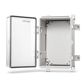 QILIPSU Clear Hinged Cover Stainless Steel Latch 300x200x170mm Junction Box with Mounting Plate, Universal IP67 Project Box Waterproof DIY Electrical Enclosure, ABS Plastic Grey (11.8"x7.9"x6.7" CC)