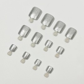 MISUD Press on Toenails - Fake Toe Nails with Bling Silver Glitter, Acrylic Toenail Sparkly Design 24 pcs