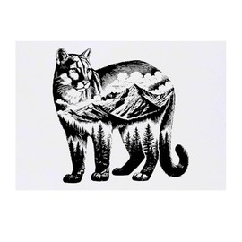 'Mountain Lion Standing' Temporary Tattoo - Water Resistant, Skin-Safe, Non-Toxic Transfer (TO00083307)
