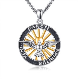 VENACOLY Holy Spirit Necklace Sterling Silver Doves Pendant Necklace Religious Jewellery Gift for Women Men, Sterling Silver, No Gemstone