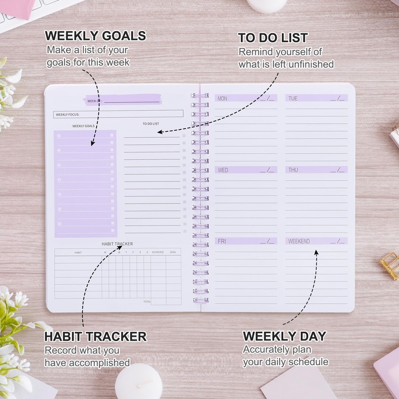 PATIKIL Weekly Goal Notebook A5 8.3 x 5.7" 52 Sheets