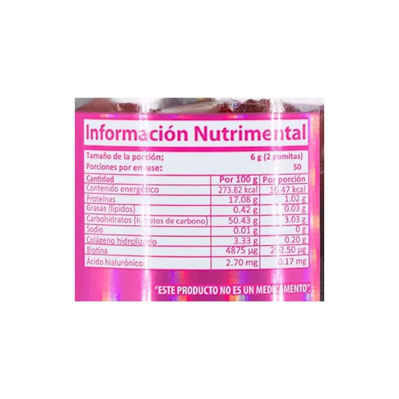 Colgeno Biotina cido Hialurnico 100 Gomitas Natural Healt Fresa