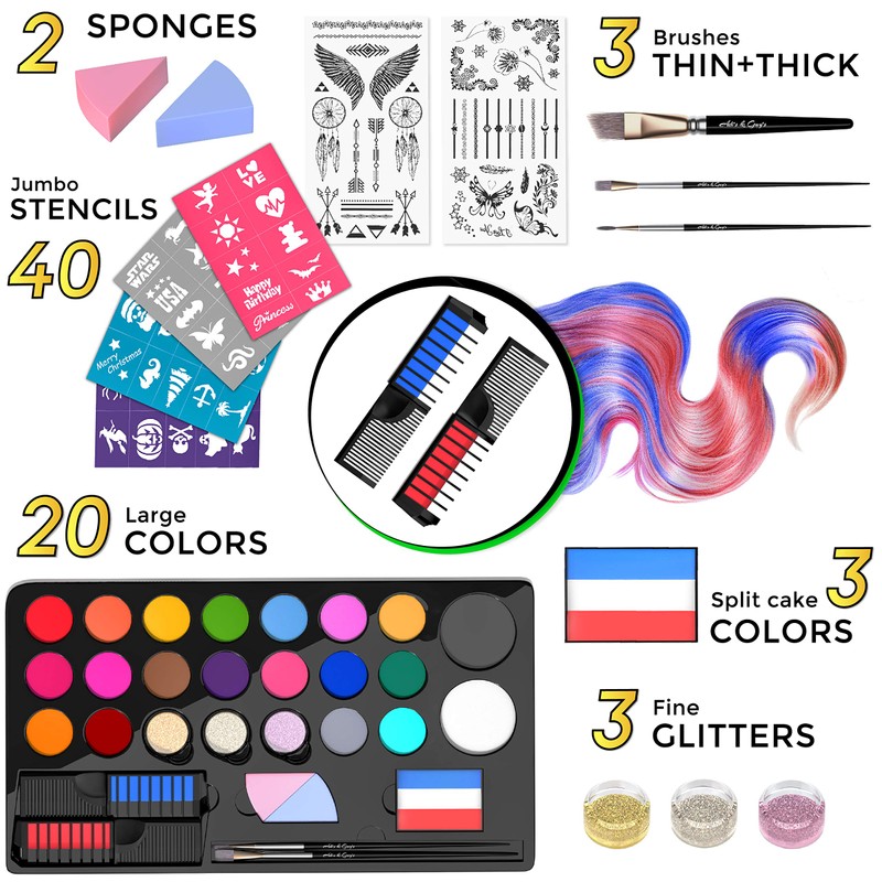 Face Paint Kit for Kids – 20 Washable Colors, Guaranteed