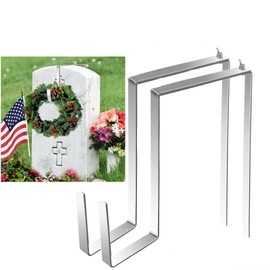 Mcvomv Wreath Stands for Cemetery Adjustable Wreath Hangers for Front Door Headstone Decorations for Cemetery Over The Door Hooks for Cemetery Halloween, Christmas 2 Pack