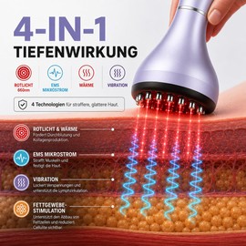 ATAUSD 4-in-1 Lymphatic Massager & Anti Cellulite Massager Electric with 30 EMS Levels, Red Light, Heat & Vibration, Handheld Cellulite Device for Abdomen, Waist, Back, Arms & Legs
