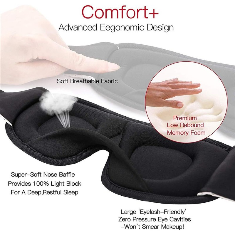 Red Purple Sleep Eye Mask Soft 3D Memory Foam Padded